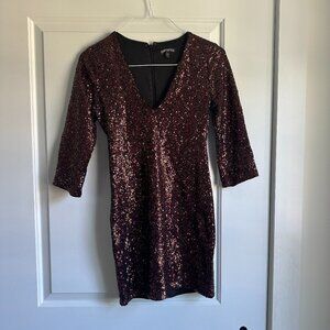 Express Deep Red Sequin Bodycon Dress Size 6